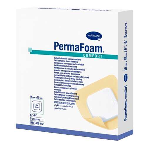 PermaFoam Comfort ПемаФом Комфорт губчатая адгезивная повязка 15 x 15 см в Планета Здоровья