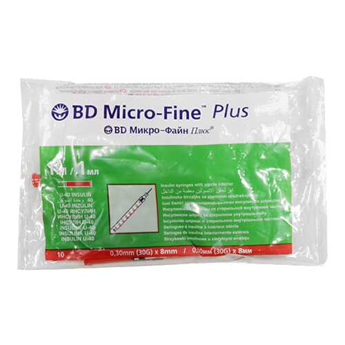 Шприц инсулиновый BD Micro-Fine Plus 1 мл 0,3 х 8 мм 10 шт. в Планета Здоровья