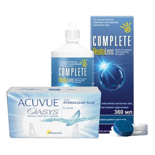 Контактные линзы Acuvue Oasys 12 линз R 8.4 -11.50 + Раствор Complete RevitaLens 360 мл в Планета Здоровья